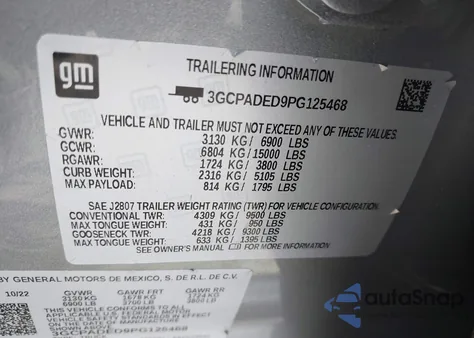 2023 Chevrolet Silverado 1500 2Wd Short Bed Rst z USA, uszkodzony, nr VIN 3GCPADED9PG125468